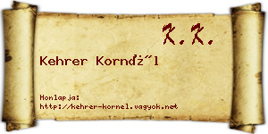 Kehrer Kornél névjegykártya